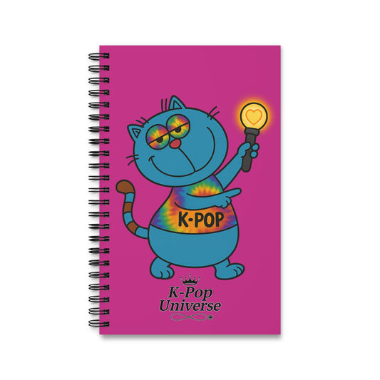 Colorful K-Pop Cat Spiral Journal, Cute Notepad for Artists, Music Lovers, Gift for Friends, School Supplies, Creative Writing