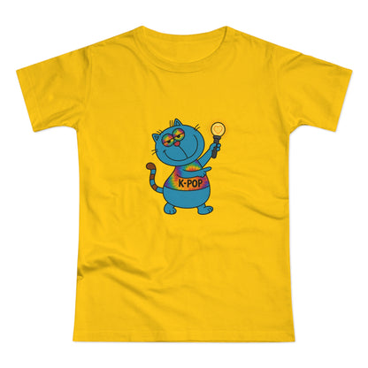 K-Pop Cat T-Shirt, Cute Cat Tee, K-Pop Fan Shirt, Women's Graphic Tee, Trendy Cat Apparel