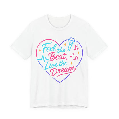 K-Pop Inspired Graphic Tee for Music Lovers, Feel the Beat T-Shirt, Unisex Music Tee, Concert Apparel, Gift for Fans, Festival Wear