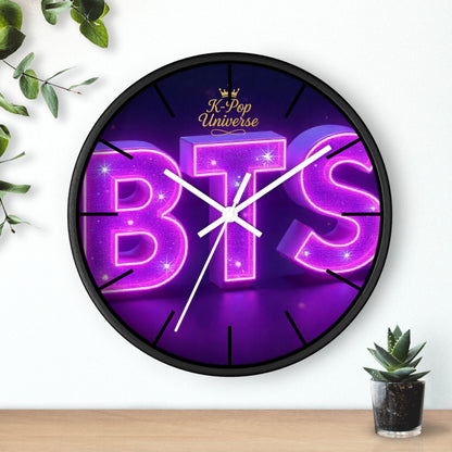 BTS Neon Wall Clock - Fan Gift, Bedroom Decor, K-Pop Collectible, Unique Wall Art, Birthday Present