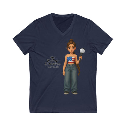 K-Pop Universe Unisex V-Neck Tee, Trendy Tee for Fans, Music Lover Apparel, Perfect for Concerts, Birthday Gift, Everyday Style