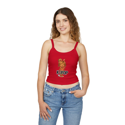K-Pop Inspired Women's Spaghetti Strap Tank Top, Summer Fashion, Music Lover Gift, Festival Wear, Trendy Tops