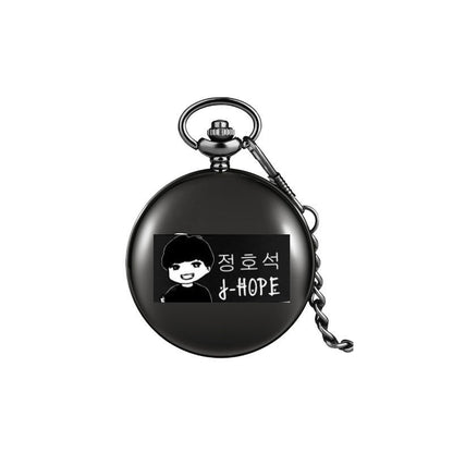 BTS Bulletproof Youth League peripheral pocket watch HOPE V SUGA Kim Namjoon Min Yoongi Park Jimin hanging watch necklace, K-pop universe, NelVKpop