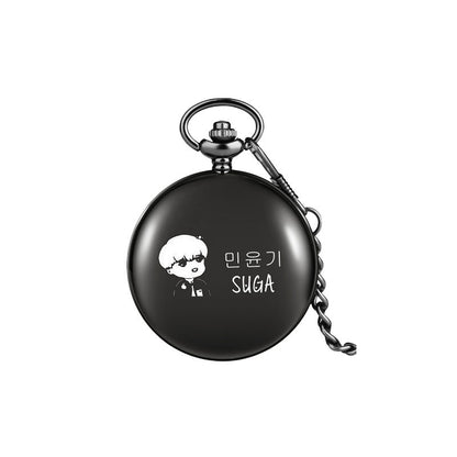 BTS Bulletproof Youth League peripheral pocket watch HOPE V SUGA Kim Namjoon Min Yoongi Park Jimin hanging watch necklace, K-pop universe, NelVKpop