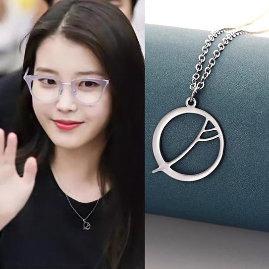 Korean Drama Druna Hotel IU Li Zhien Same Gift Pendant Gift Full Moon Necklace Fade resistant Lucky Necklace