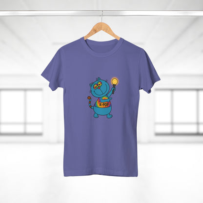 K-Pop Cat T-Shirt, Cute Cat Tee, K-Pop Fan Shirt, Women's Graphic Tee, Trendy Cat Apparel