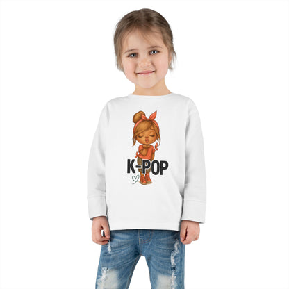 K-Pop Toddler Long Sleeve Tee, Cute K-Pop Shirt, Gift for Kids, Playtime Tee, Musical Kids Apparel, Child's Fashion Top