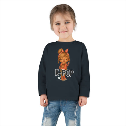 K-Pop Toddler Long Sleeve Tee, Cute K-Pop Shirt, Gift for Kids, Playtime Tee, Musical Kids Apparel, Child's Fashion Top