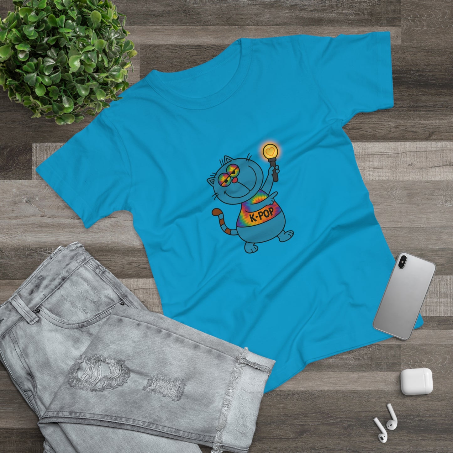 K-Pop Cat T-Shirt, Cute Cat Tee, K-Pop Fan Shirt, Women's Graphic Tee, Trendy Cat Apparel