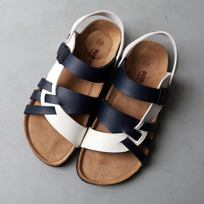 Cork Sandals Men Hollow Two-Way Men Summer Large Size Flat Sandals Beach Shoes