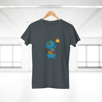 K-Pop Cat T-Shirt, Cute Cat Tee, K-Pop Fan Shirt, Women's Graphic Tee, Trendy Cat Apparel