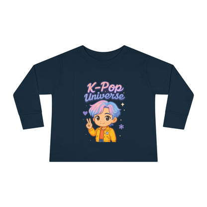 Toddler K-Pop Universe Tee, Cute Kids Shirt, Long Sleeve Top for BTS Fans, Perfect for Birthdays, Gift for Little Ones