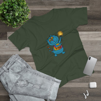 K-Pop Cat T-Shirt, Cute Cat Tee, K-Pop Fan Shirt, Women's Graphic Tee, Trendy Cat Apparel