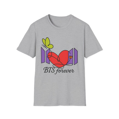 BTS Forever Heart T-Shirt, Unisex Graphic Tees, Music Lover Gift, Trendy Casual Wear, Fan Merchandise, Cute Aesthetic Top