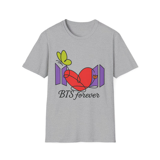 BTS Forever Heart T-Shirt, Unisex Graphic Tees, Music Lover Gift, Trendy Casual Wear, Fan Merchandise, Cute Aesthetic Top