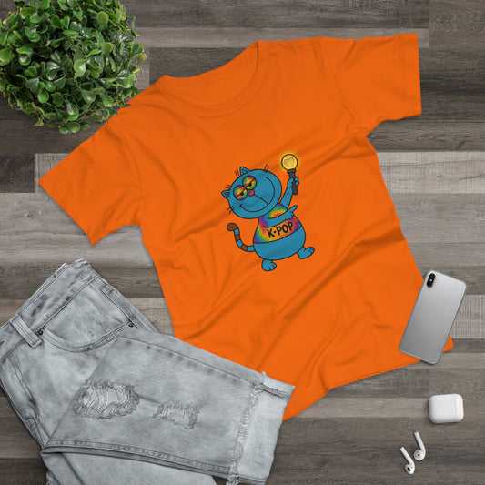 K-Pop Cat T-Shirt, Cute Cat Tee, K-Pop Fan Shirt, Women's Graphic Tee, Trendy Cat Apparel