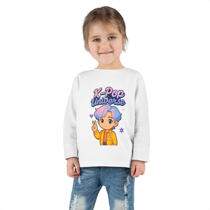 Toddler K-Pop Universe Tee, Cute Kids Shirt, Long Sleeve Top for BTS Fans, Perfect for Birthdays, Gift for Little Ones
