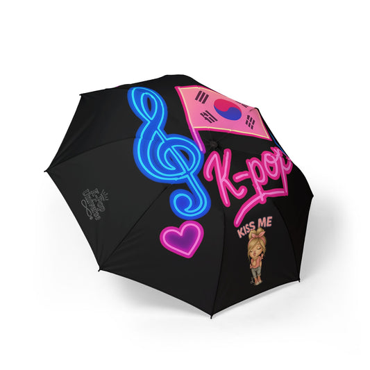 K-Pop Neon Semi-Automatic Foldable Umbrella, Stylish Umbrella, Gift for K-Pop Fans, Rain Gear, Concert Essential, Portable Umbrella
