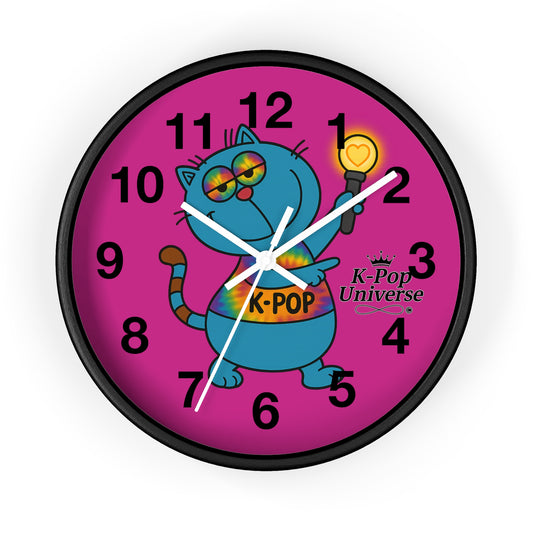 K-Pop Cat Wall Clock, Colorful Clock for Music Lovers, K-Pop Room Decor, Funky Timepiece, Gift for Fans, Cat Lover Wall Art