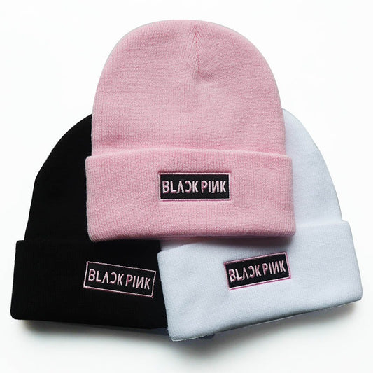 New Men's and Women's Autumn/Winter Trend Korean Blackpink Star Embroidered Knitted Hat Warm Pullover Hat, NelVKpop, K-pop universe