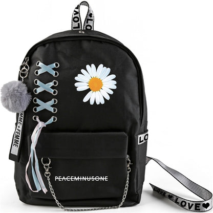 Daisy Bigbang Around The Same Style Backpack With Ribbons Korean Backpack Students Large Capacity, Bigbang, G-Dragon